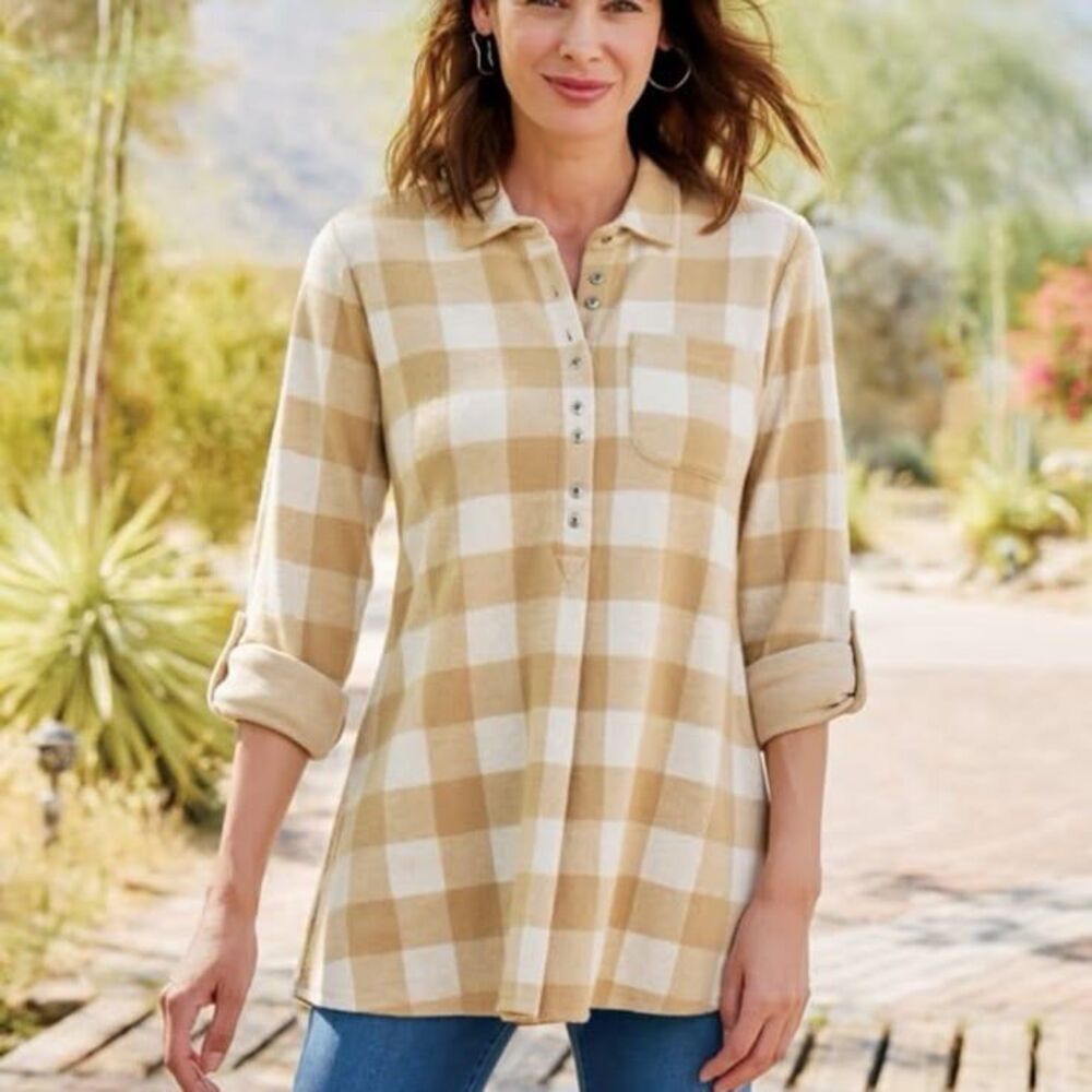Soft Surroundings Women’s Mad About Plaid Tunic Shirt